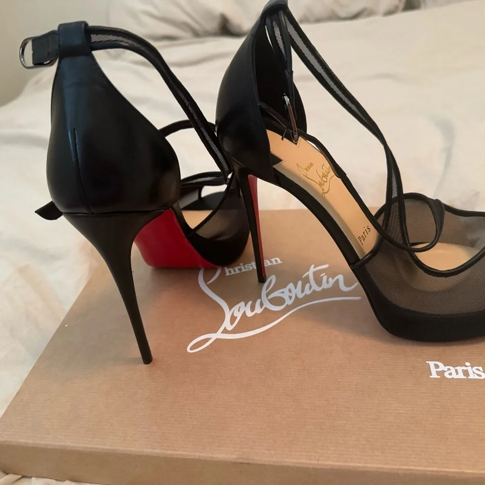 Christian Louboutin Mariacar Mesh Red Sole Platform Sandals size 8.5 - Picture 4 of 7
